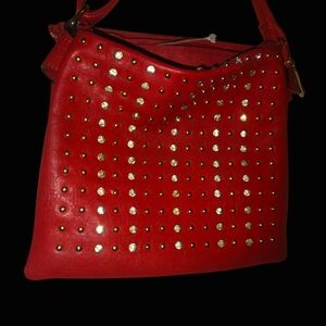 Yoki Red Studded Shoulder Bag